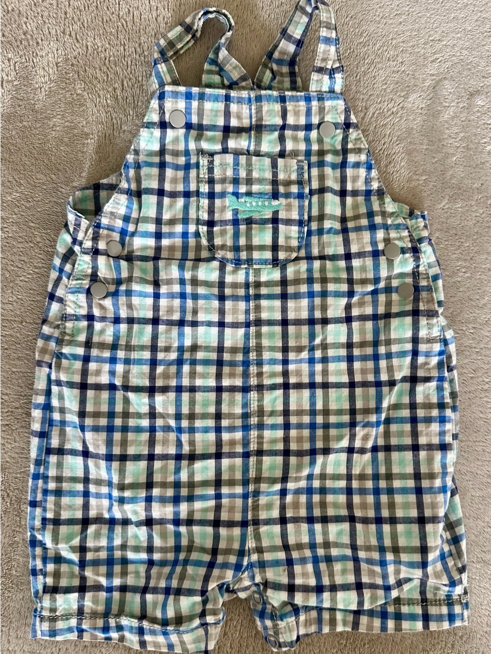🦋 Carter’s Blue Plaid Shorts Overalls